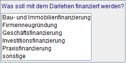 Geschäftliches Darlehen-Zweck