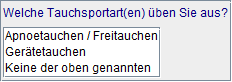 Tauchaktivitäten