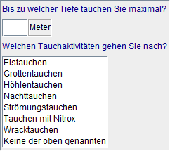 Tauchaktivitäten