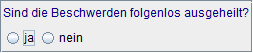 Beschwerdefrei ausgeheilt (j/n)