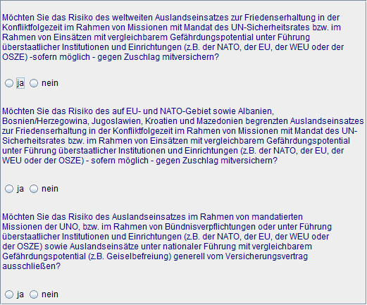 Einschluss des Aufenthaltsrisikos im Ausland