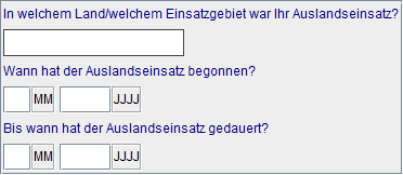 bisheriger Auslandseinsatz