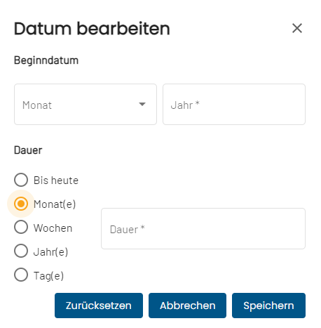 Dialog Datum Dauer