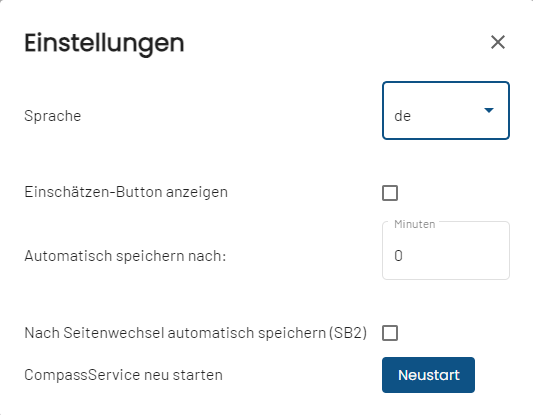 Dialog Einstellungen